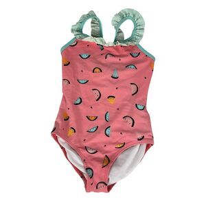 Hanna Andersson Ruffle Strap One Piece swimsuit size 6-7